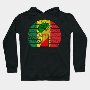 Black Power Fist And Vintage Sunset In African Colors Hoodie